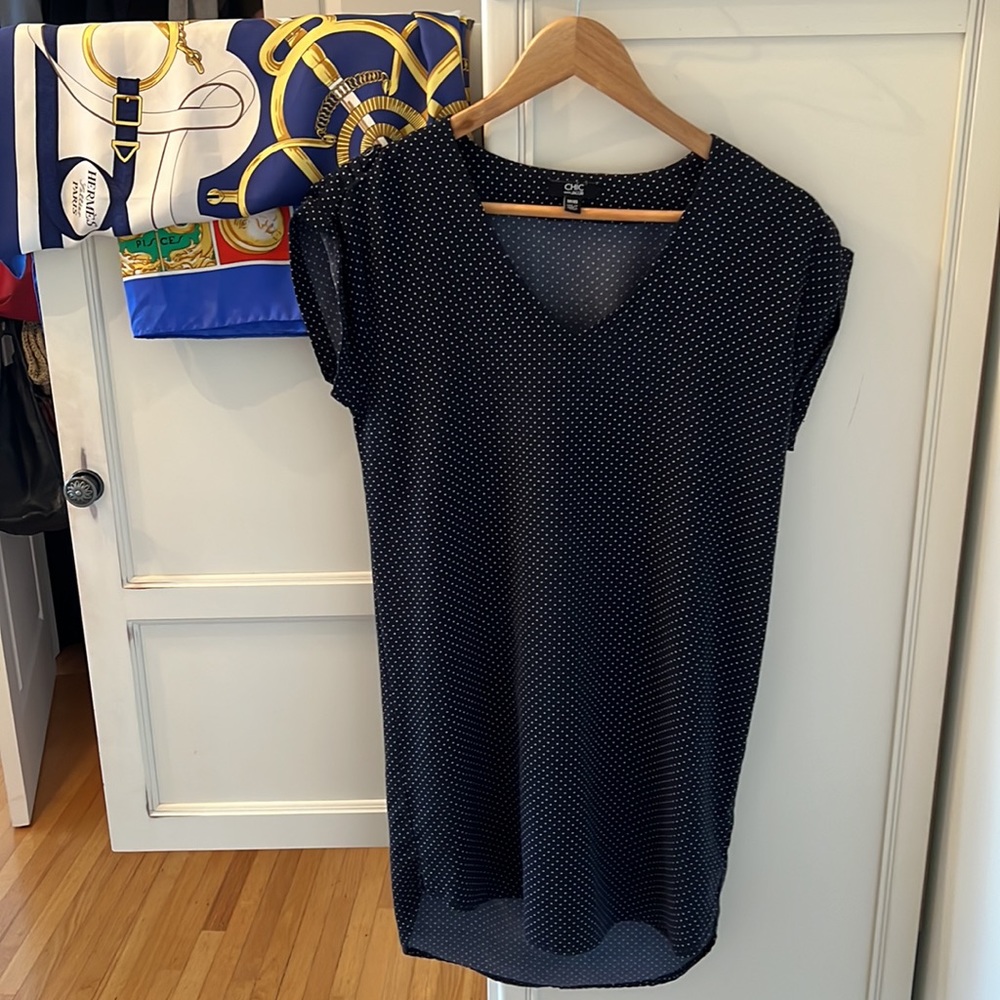 Jacob Boutique Navy Blue Polka Dot Women's Dress